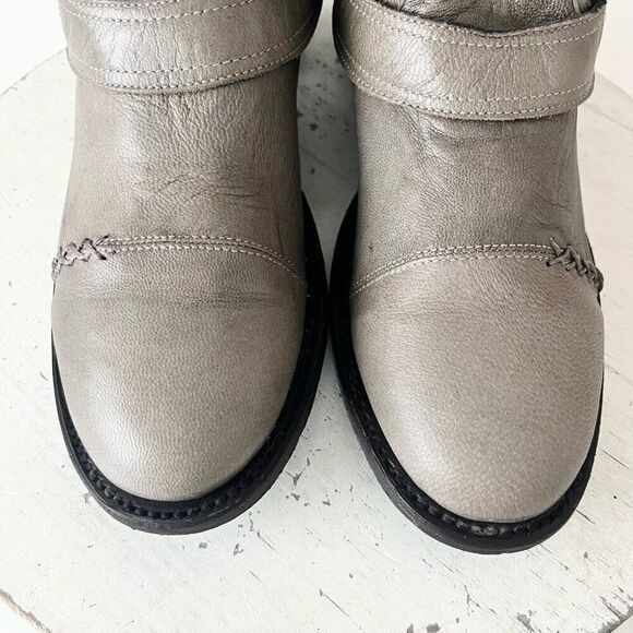 Lane Dustoff Women’s Western Moto Boots Gray Leather Harness Zip Ankle Size 8 - Picture 6 of 12